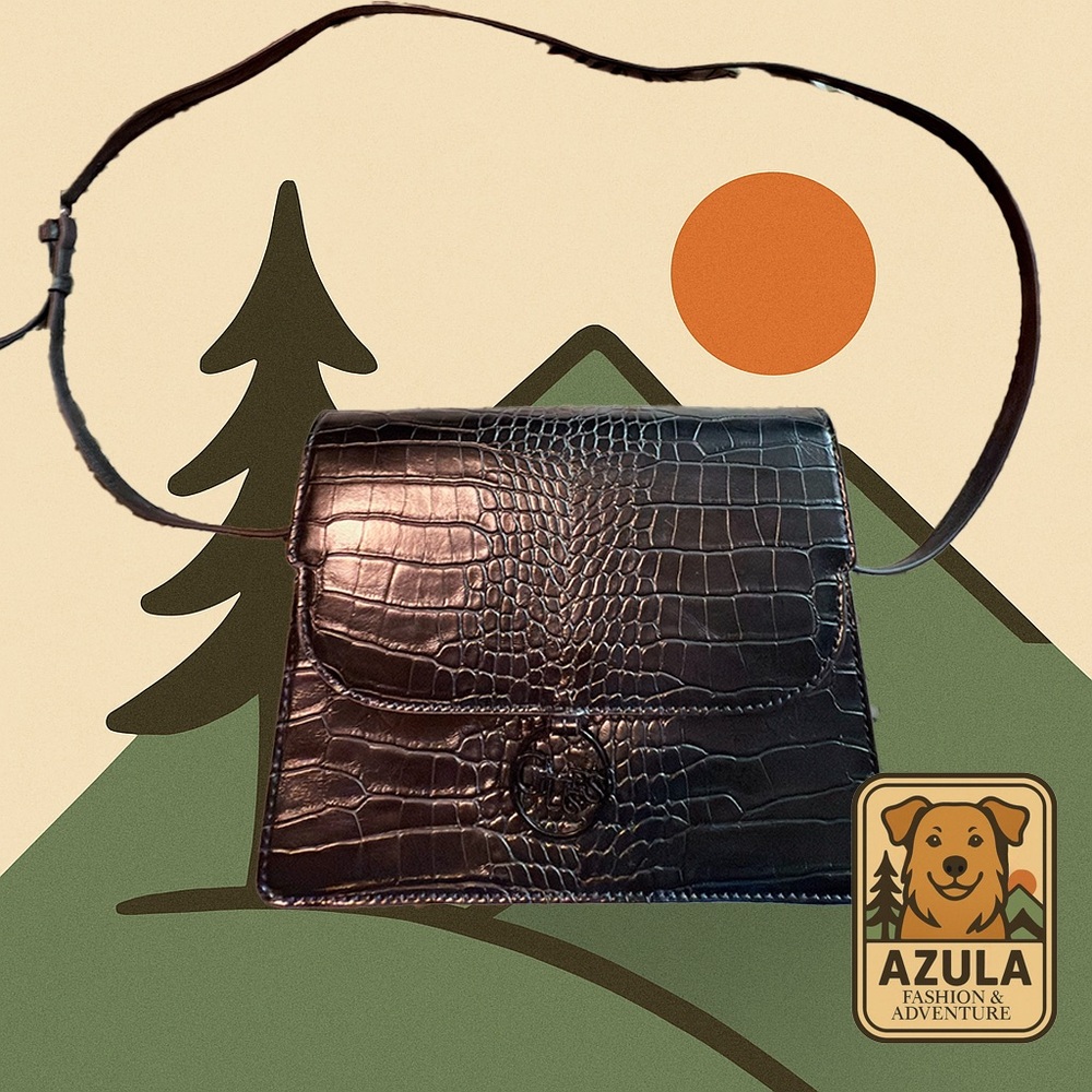 GUESS Black Croc-Embossed Crossbody Bag